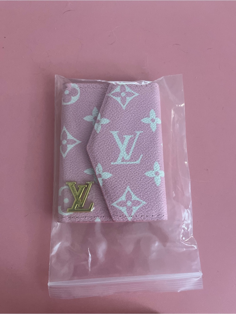 Pastel Pink Monogram Card Case luxury y2k - Picture 2 of 3